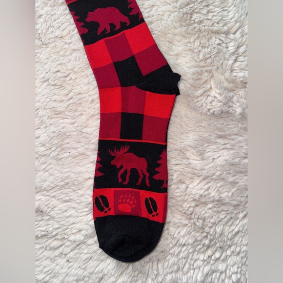 Alaska Socks Wild Pairs Crew Socks Unisex Size 6-12 Polyester Elastane Red Plaid - Picture 4 of 6